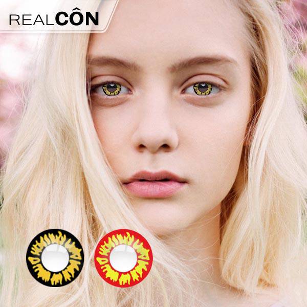 Realcon Yellow & Black Flame Cheap Cosplay Color Contact Lenses Manufacturer