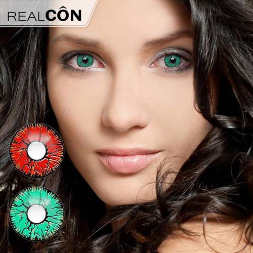 Realcon Contact Color Lenses Red&Green Crack Cosplay Colors Lenses Supplier