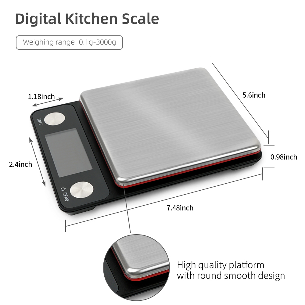 Bilancia da cucina in acciaio inossidabile Bilancia digitale Bilancia da cucina ricaricabile Bilancia da cucina