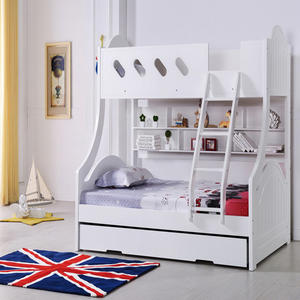Solid Wood Kid Bed For Boys With Ladders White Children'S Furniture Bed Sets