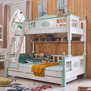 Modern Wooden Children Furniture 3 Tier Kids Bed Triple Bunk Bed For Child