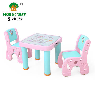 Number theme plastic children learning table and chair set for family use