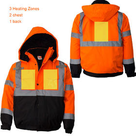 Soft Fleece Liner Windproof Safety Hi Vis Heated Workwear Jacket for Night Working