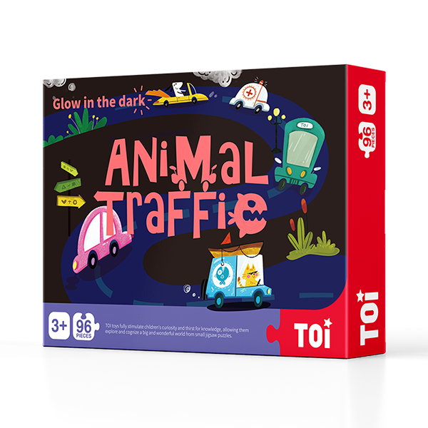 TOI Glow-In-The-Dark Puzzle - animal traffic Paper Jigsaw Puzzle Educational Toy For Kids