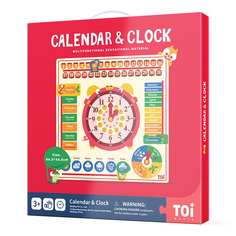 TOI Clock Series Burano Calendar & Clock Wooden Educational Toys For Kids