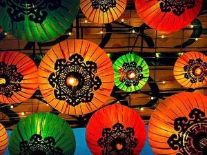 Colourful Chinese Lanterns | Glowing umbrella Lanterns 