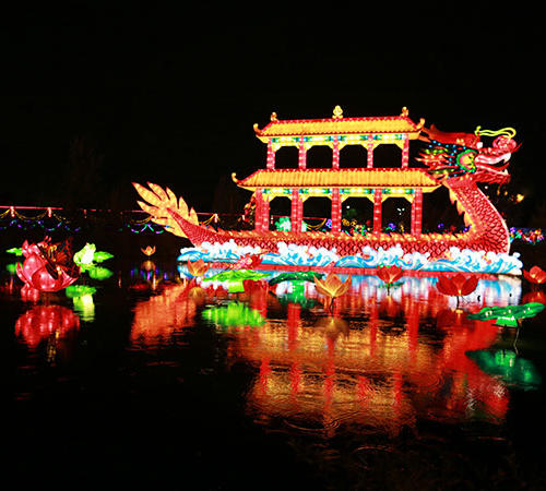High Quality Waterproof outdoor decoration Chinese Dragon Silk Lantern-dragon boat