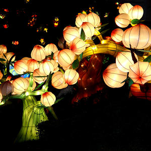 electric chinese lanterns- flat peach