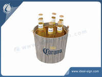 Custom metal beer ice buckets with wood exterior