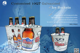 Customized 10QT Galvanized Metal Ice Buckets
