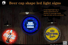 Beer cap shape led light signs