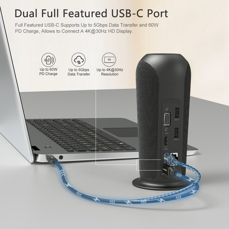 USB C Docking Station with Speaker for Laptop