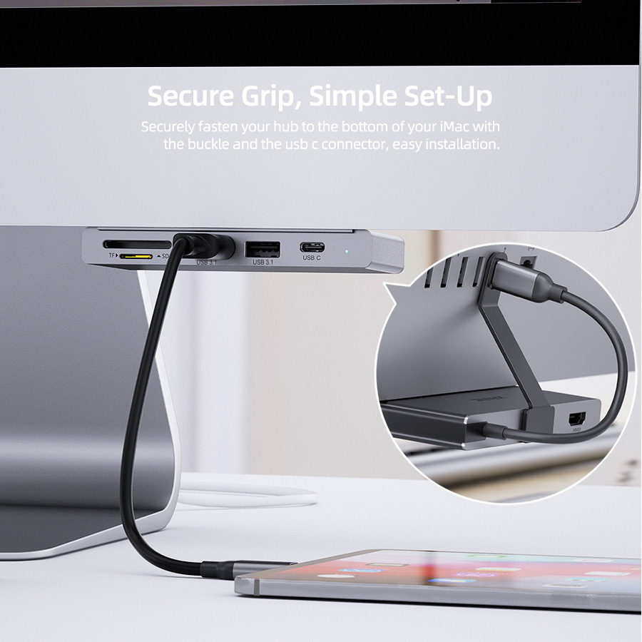 6-en-1 Type-C Clamp Hub Pro pour iMac et iMac Pro