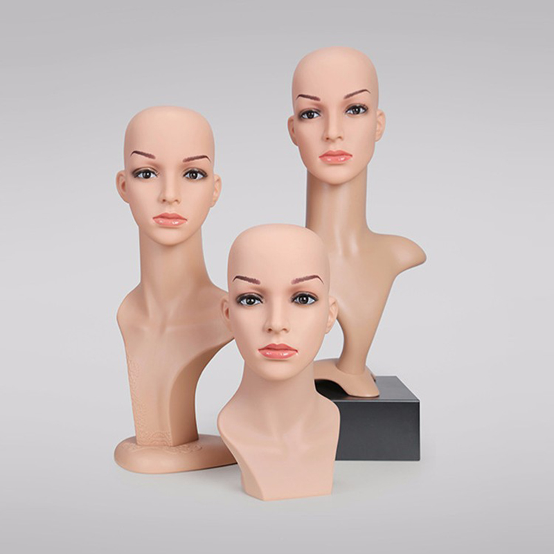 Modna głowa manekina z ramionami do wyświetlania peruk (RMH)