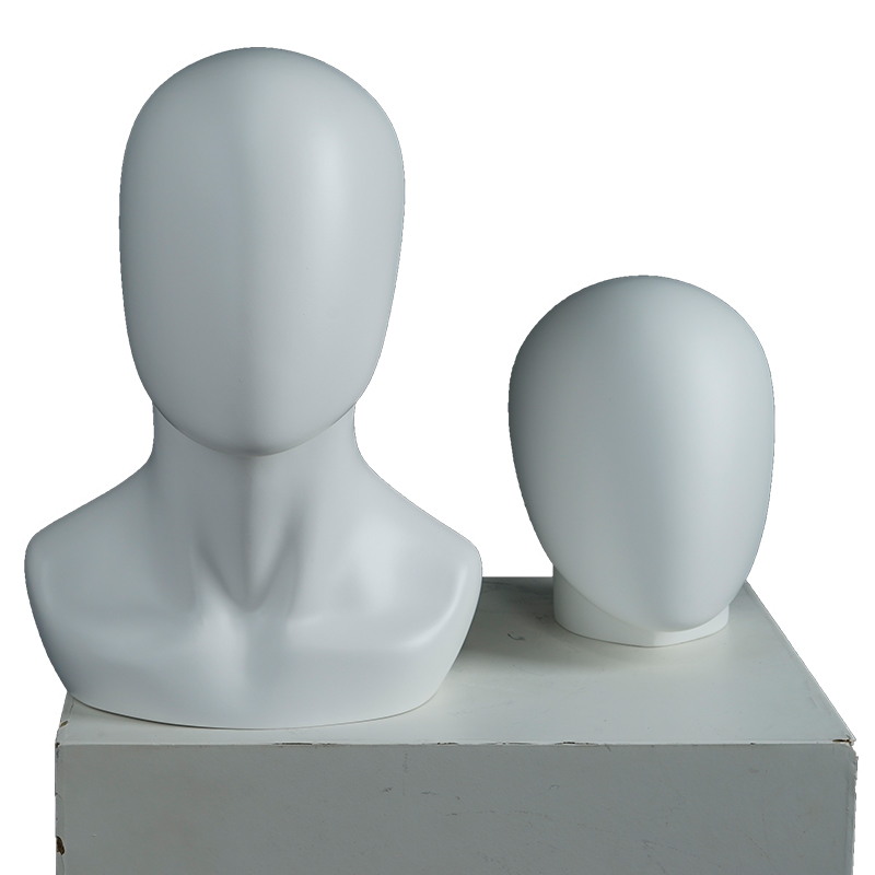 Kepala mannequin jualan panas tiada muka mannequin paparan matte white fiberglass mannequin head