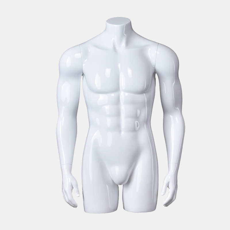 Błyszczące białe manekiny pół ciała męski tani manekin ze stojakiem (EBH)
