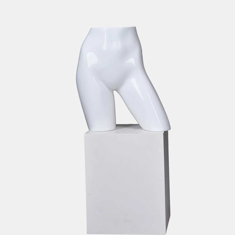Glänzend weiß Mode Torso Mannequins weiblich billige Hüften Schaufensterpuppe mit Ständer (FBH)