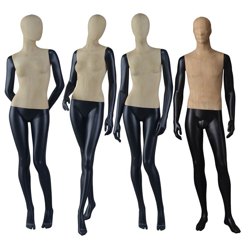 Mode vintage mannequin fibre de verre tissu féminin mannequin masculin pour vitrine (GWM)