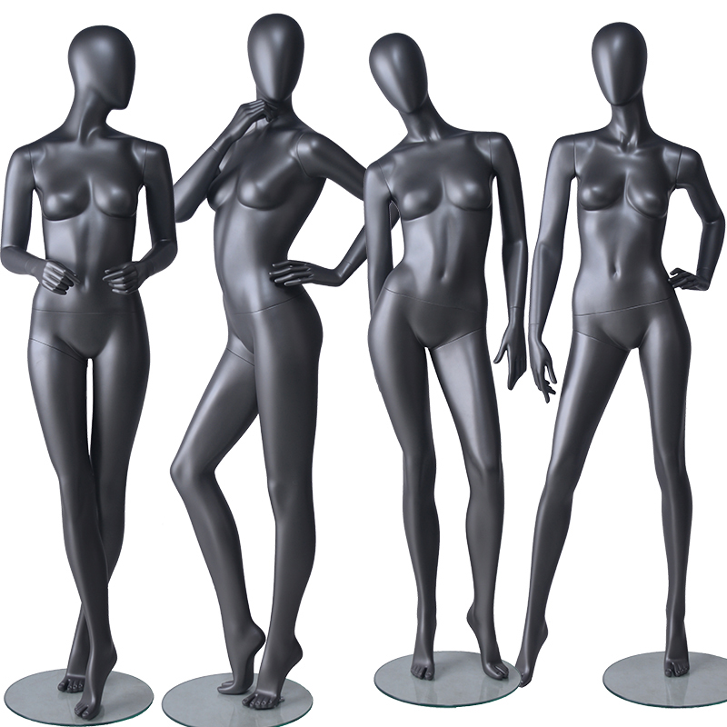 Moda de corpo inteiro fibra de vidro manequim preto feminino para exibição de vestuário (BH))