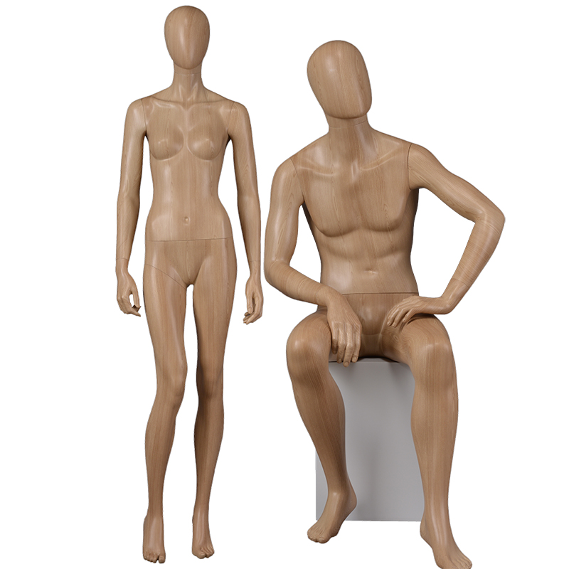 Transfert d’eau bois fini réaliste mannequins masculins femelle affichage complet du corps (GMDF)