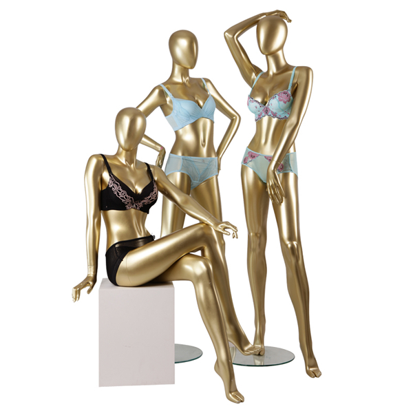 Sitzende Goldpuppe Malerei Körper nackt große Brust vollbusig Brust Mädchen weibliche Brust Schaufensterpuppen für Bikini Display (MNF Serie Gold Mannequin)
