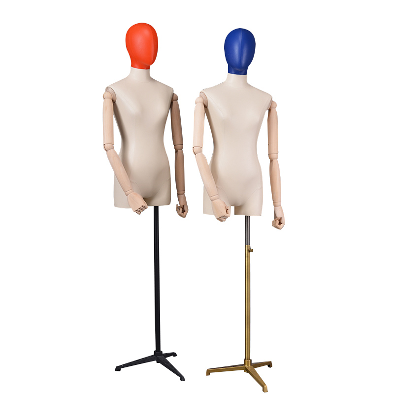 Aangepaste leer afgewerkte vrouwelijke half lichaam oefenpop gekleed mannequin (EDM)