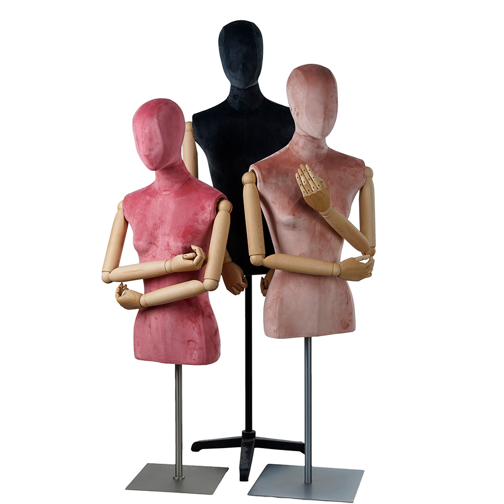 Hoge kwaliteit groothandel jurk vormen flanel afgewerkte vrouwelijke half lichaam oefenpop (BDM)