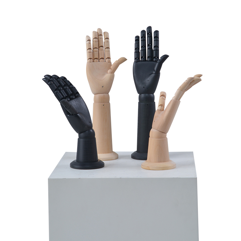 Affichage à main personnalisé du mannequin en bois noir (EH)
