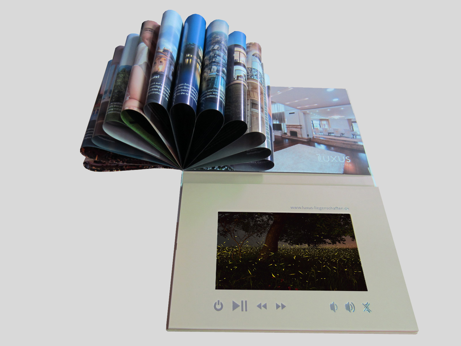 Shenzhen factory wholesale luxury 7inch hard cover video booklet