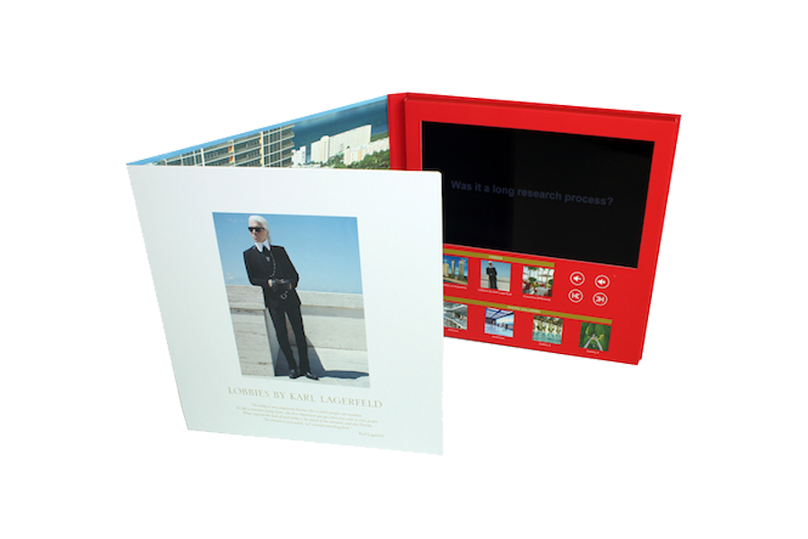Luxury hard cover 10inch video brochure tv in a card for estate marketing