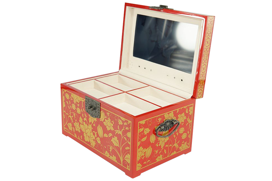 Creative luxury 10inch video wooden box with light sensor switch