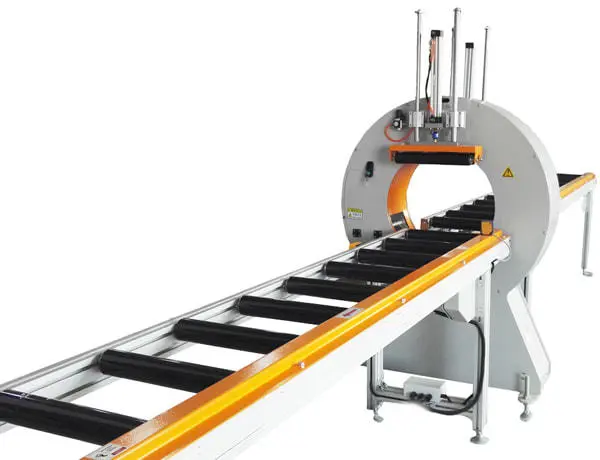 Automatic Orbital Wrapping Machine is designed for wrapping of long profiles, such as aluminum profiles, plastic extruded profiles, timber boards & frames. Stretch wrapping is a cost effective way to protect these products against dust, moisture or scratching during transport and storage. This machine can be custom engineered according to specific products and different field requirements.