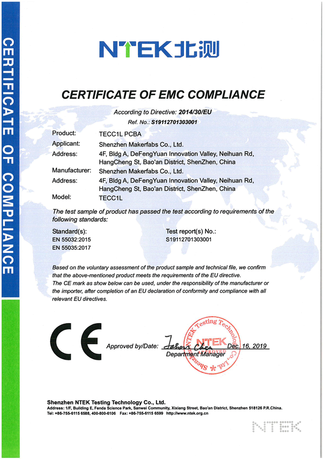 Certificación Makerfabs-CE-EMC