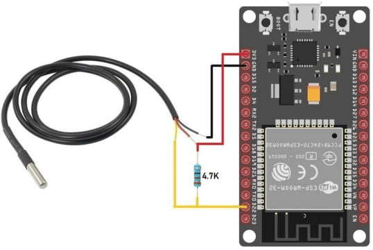 DS18B20-ESP32-MicroPython-Diagrama