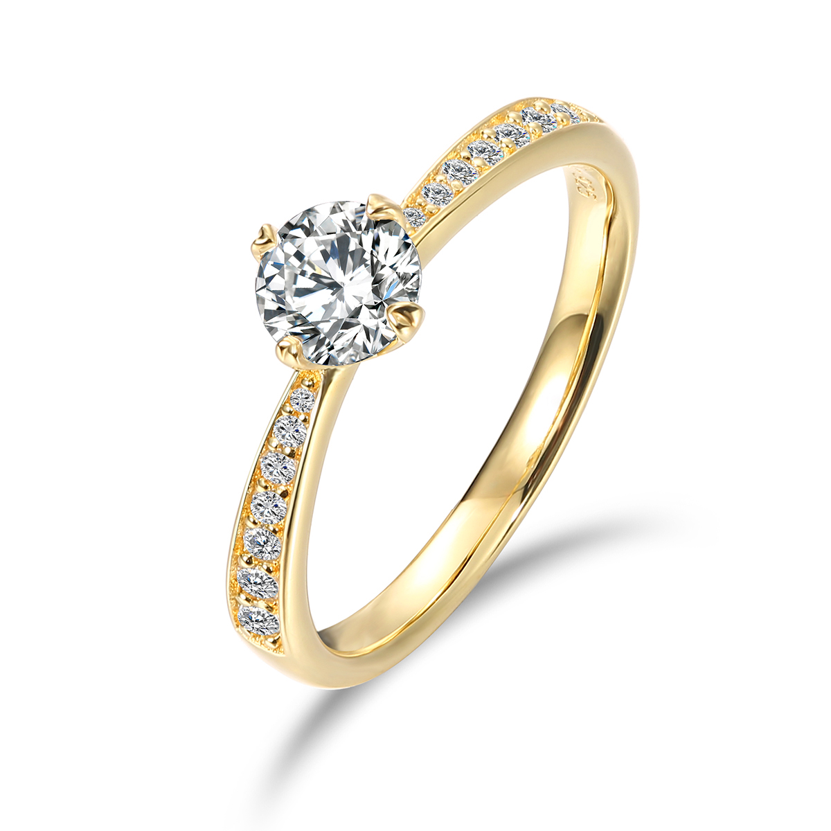 SR051 18K金色电镀白锆石婚礼戒指