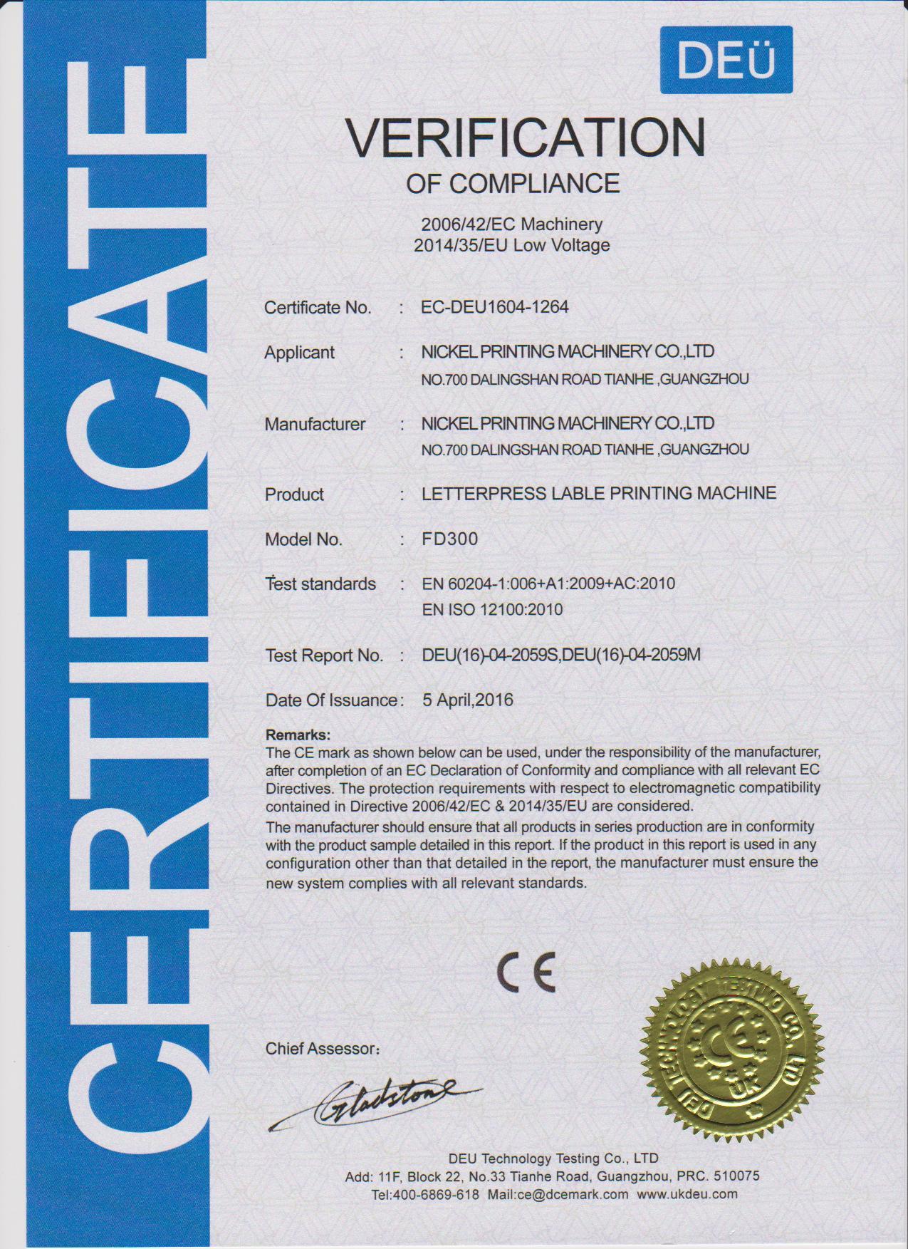 Certificado FD300 CE