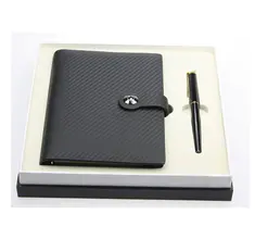 हस्ताक्षरित पेन सेट TZ-010 के साथ काऊहाइड लेदर लूज लीफ स्टोन नोटबुक