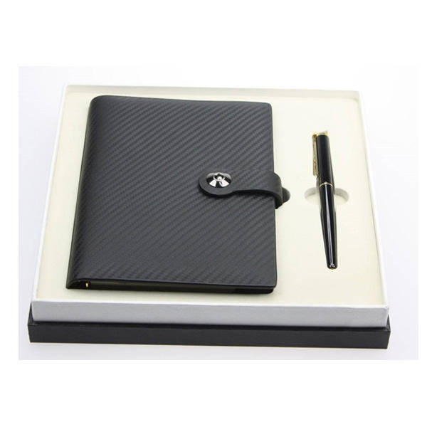 हस्ताक्षरित पेन सेट TZ-010 के साथ काऊहाइड लेदर लूज लीफ स्टोन नोटबुक