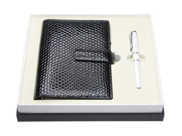 काइलिन ग्रेन काउहाइड चमड़े की ढीली पत्ती लिटिल ग्रीन नोटबुक हस्ताक्षरित पेन सेट TZ-008 के साथ
