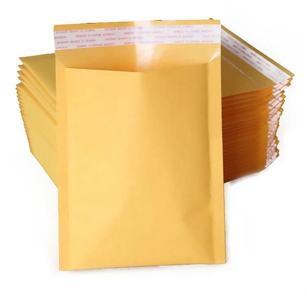 Venda por atacado luxo personalizado luxo impresso natural acolchoado papel liso amarelo kraft bubble mailer