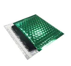 Película de metal verde brillante compostable poly bubble sobres antiestáticos, bolsa de embalaje electrónico