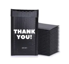 Custom Print Compostable Shipping Black Metallic Compostable Poly Bubble Mailer 6X10 Padded Envelopes Logo
