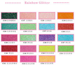 kleurenkaart voor Rainbow Glitter Poeder