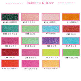kleurkaart vir Rainbow Glitter Powder
