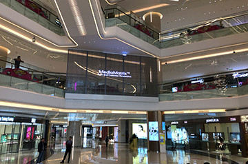 Transparent led glass window in Dongguan Minying Int. Trade Center