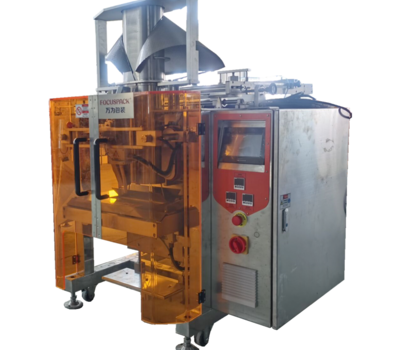 What are the characteristics of the vertical packing machine configuration?