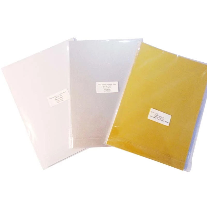 Tamaño A4 Blanco / Plata / Oro impresión de inyección de tinta láminas de pvc 0.3mm / 0.38mm / 0.15mm espesor