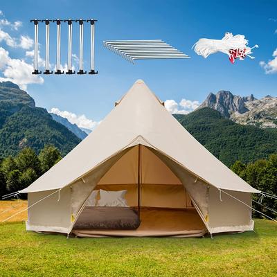 Happybuy Yurt Tent 100% Coton - Canvas0 Bell0 Tente - Stove Jack, tentes en toile robustes pour saie pour le camping familial Outdoor Hunting Party en 4 saisons