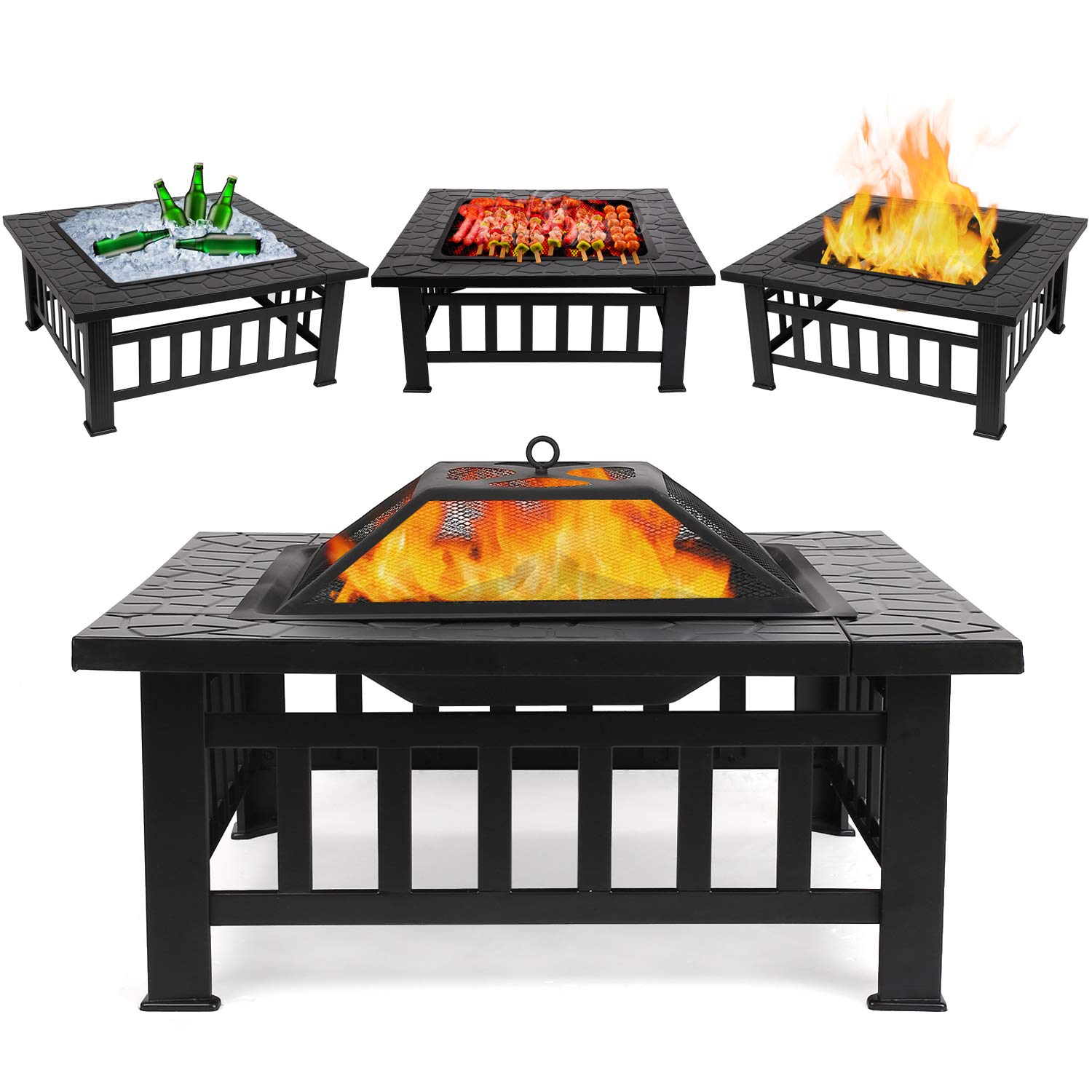 Outdoor Fire Pits Wood Burning Firepits for Outside,32 Inch 