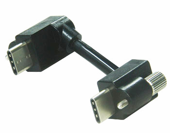 כבל USB C בזווית ישרה עם נעילת ברגים